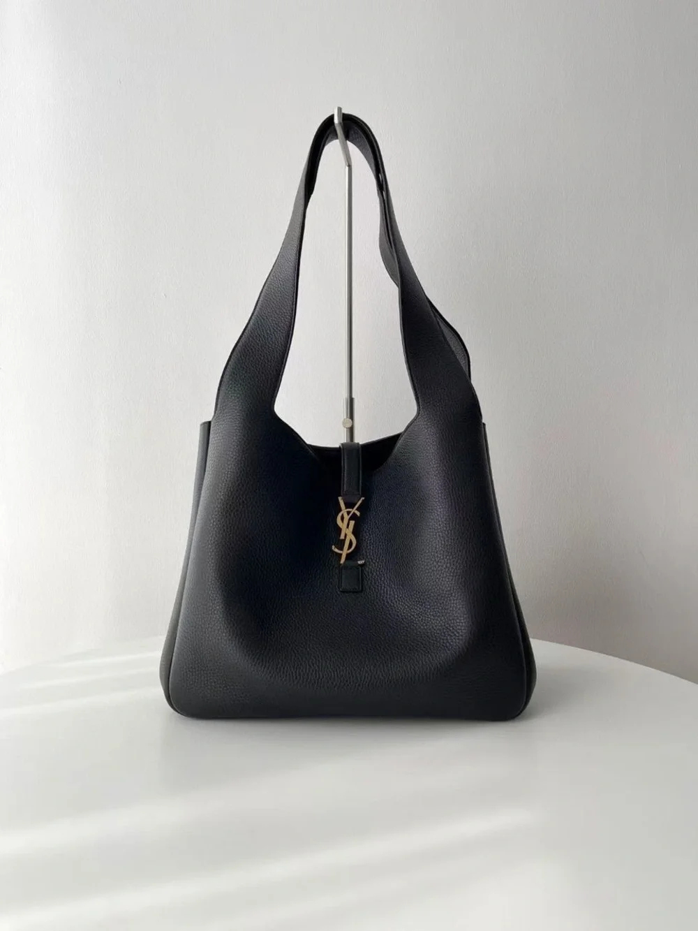 Saint Laurent Black Leather Tote with Gold YSL Charm - Picture 7 of 9
